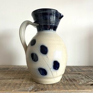 Art Pottery pitcher blue ivory glaze